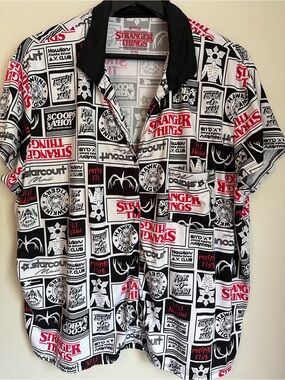 Stranger Things Fandom Soft Button Down Top, XL (16/18)